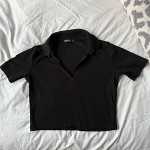 ZARA cropped collared shirt